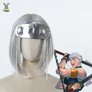 Anime demon slayer uzui tengen olho máscara tirar foto adereços cosplay  masculino estudante edição júnior handwork acessórios de cabelo - AliExpress