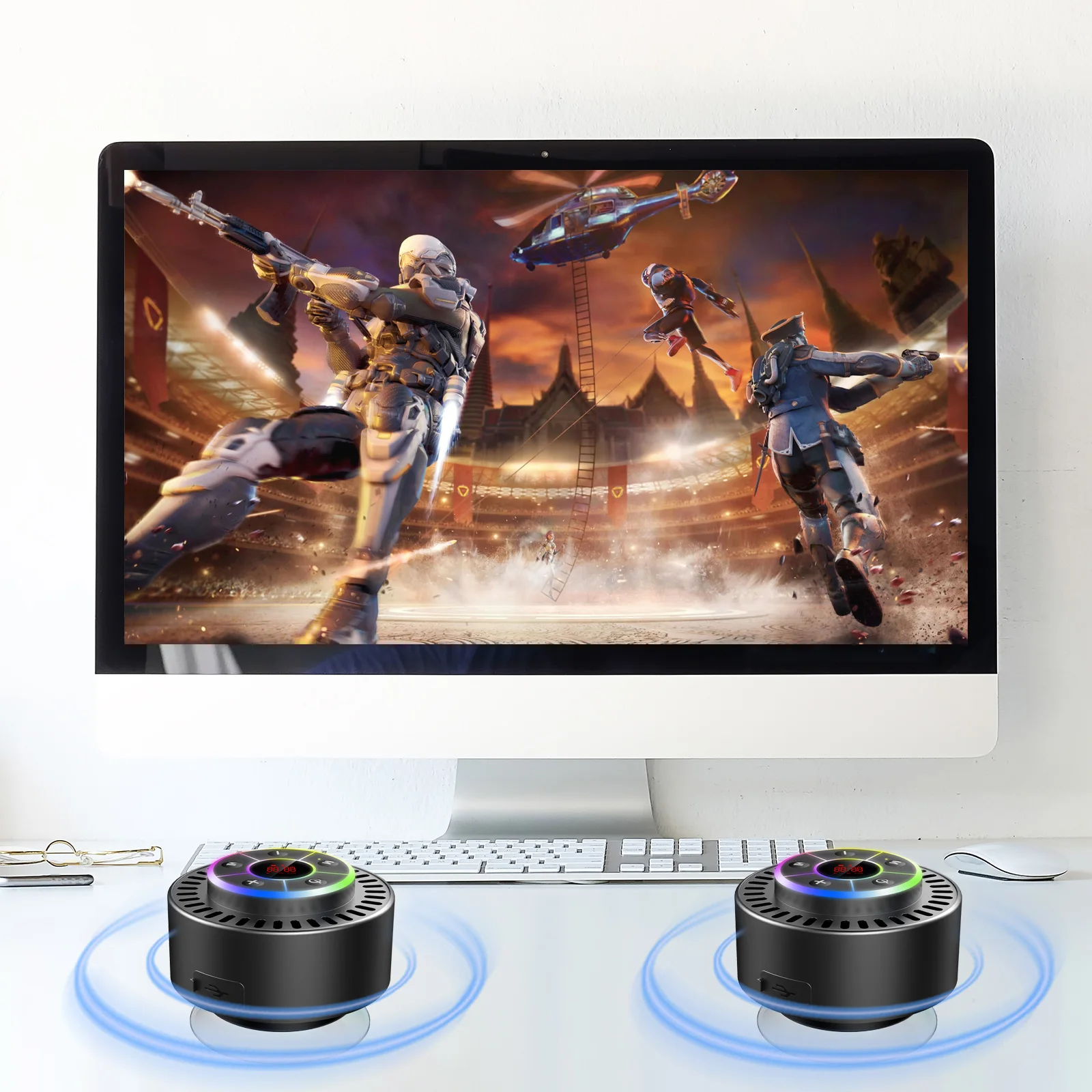 Mini Bluetooth Speaker IPX7 Waterproof Bathroom Sound Box Wireless Handsfree Audio Player with Time Display Suction Cup FM Radio