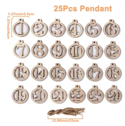 Premium Digital Wooden Christmas Advent Calendar with Hanging Ornaments and Gift Tags for As shown (25PCS)