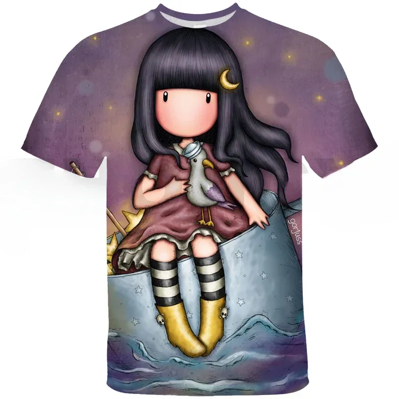 

3D Cartoon Santoro Gorjuss T-shirt Ladies Kawaii Top T-shirt Children's Anime Casual Street Clothing Gorjuss Doll Gift for Kids