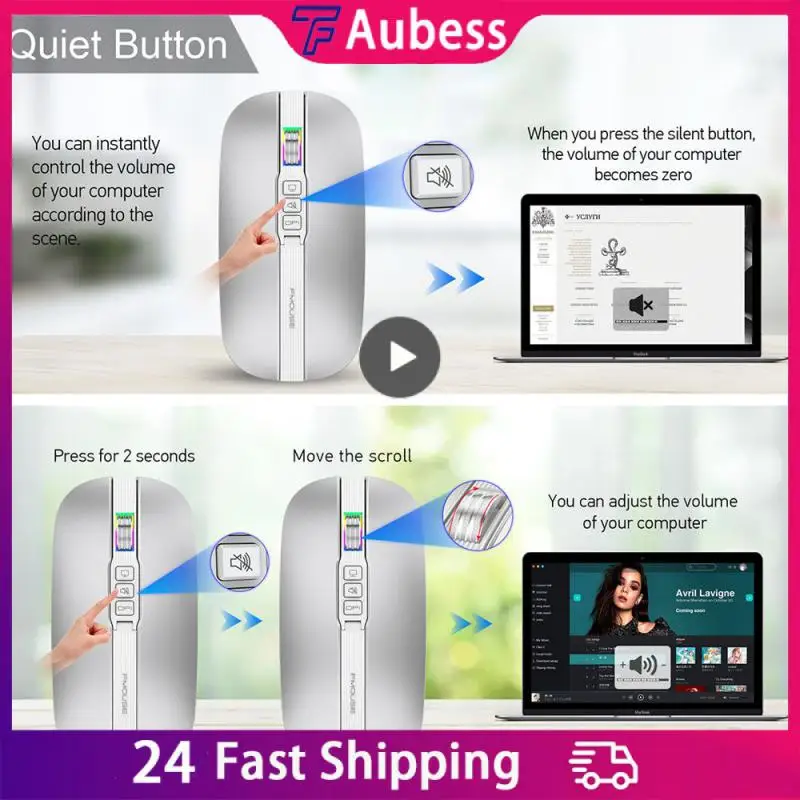 Mouse Dual Mode Universale Ultra-Sottile Silenzioso Ricaricabile Accessori Per Computer Laptop Ufficio Mouse Wireless 1600Dpl