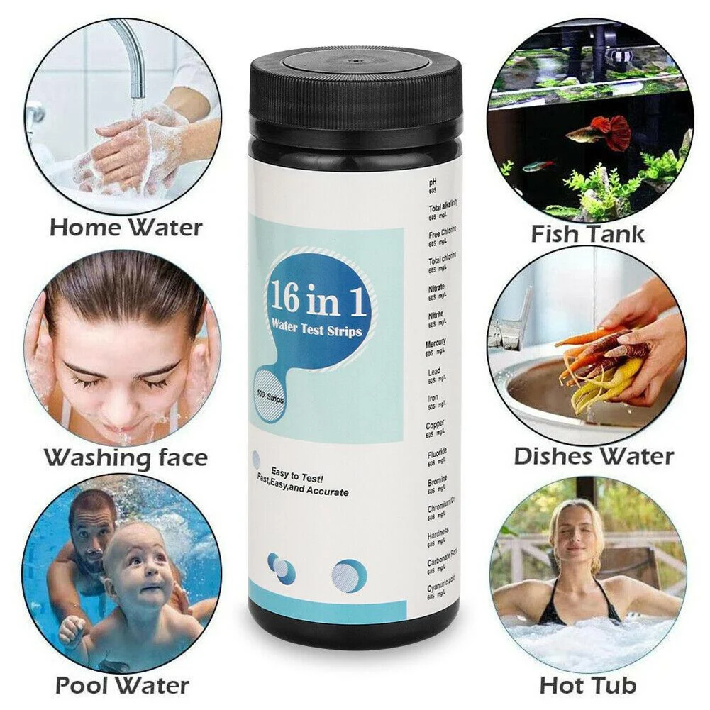 Water Quality Test Kit 16 In 1 Drinking Water Test Kits Strip Home Water Quality Test Swimming Pool Spa Strip Nitrate Nitrite PH Hardness