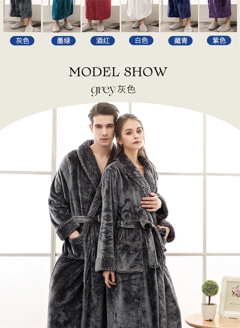Plush Flannel Bathrobe for Women Long, Warm, Winter Night Robe 42