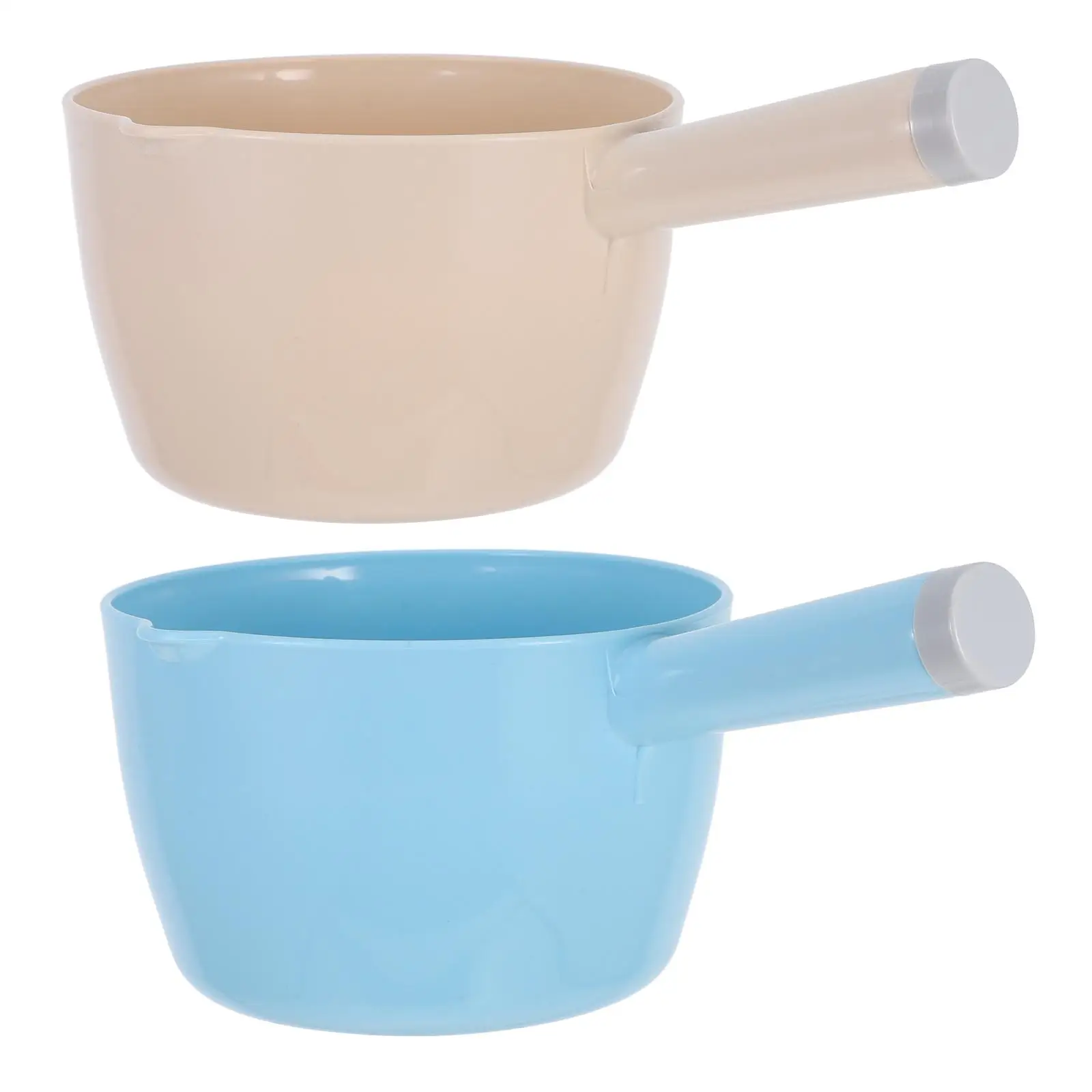 2 Pcs Water Scoop Ladle Plastic Home Kitchen Japanese Style Blue Small Beige PP Large Capacity For Flower Vegetable