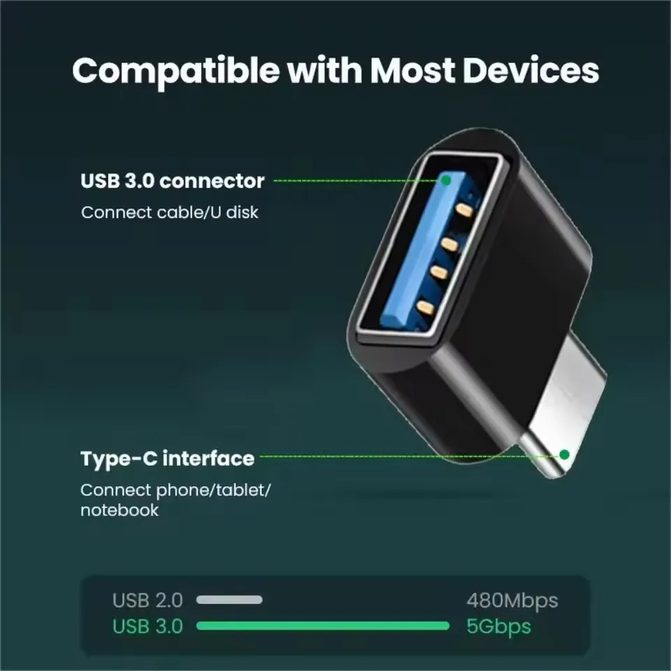 Adattatore Mini tipo C a USB 3.0 USB-C maschio OTG A femmina connettore dati per MacBook Pro iPad Mini 6/Pro MacBook Air tipo C dispositivo - immagine 2