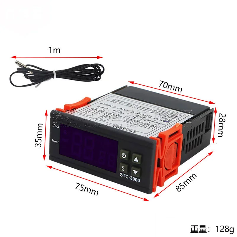 Stc-3000 LED 디지털 온도 조절기, 온도 조절기 인큐베이터, 12V, 24V, 110V, 220V, 50 개/로트