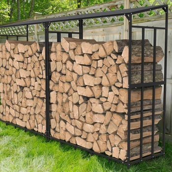Extra Large Tall Outdoor Firewood Rack with Cover Heavy Duty Square Strong Stand Rack with Waterproof Cover for Fireplace Garden 2