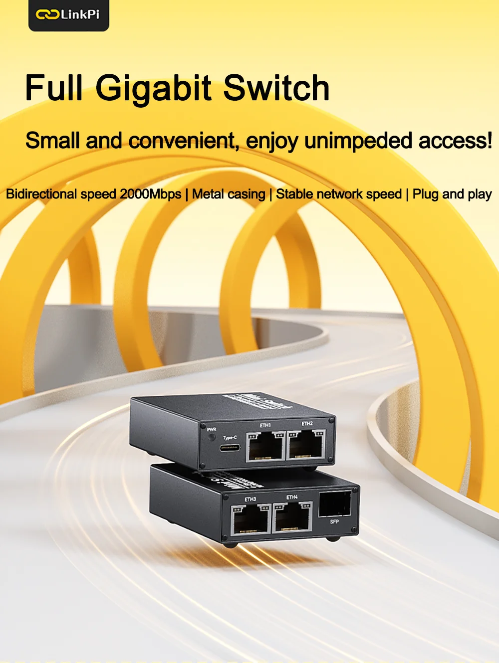 Link Pi MiniSwitch Mini 5-port Gigabit Switch Optical Port Electrical Port Indus
