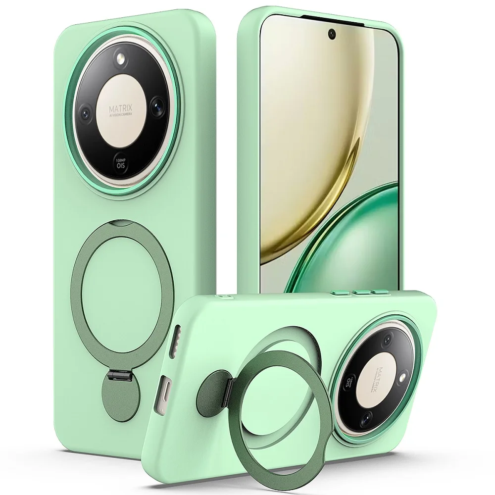Solid Color Shockproof Skin Feel Ring Bracket Phone Case