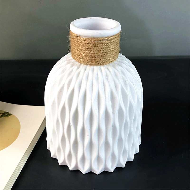 Modern Flower Vase Imitation Ceramic Flower Pot Decoration Home Plastic Vase Flower Arrangement Nordic Style Home Decoration