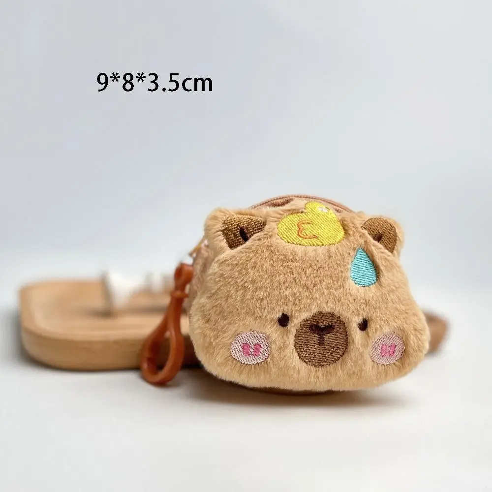 Capybara Anime Plush Coin Purse Cartoon Round Bags Pendant Headphone Storage Bag Creative Kawaii Lovely Funny Mini coin purse plush coin purse coin wallet change bag earbuds storage bag