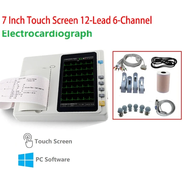 

7 inch touch screen ECG301 /ECG601 Digital 3/6 Channel 12 Leads ECG/EKG Machine Electrocardiograph Optinal Workstation software