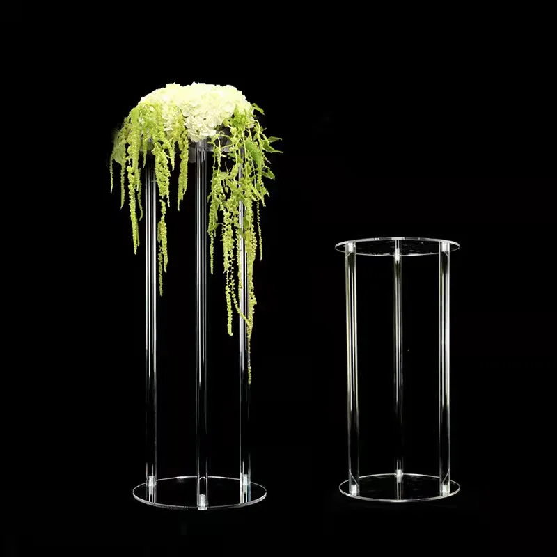 Round Acrylic Plinth Table Column Cake Stand Flower Holder Crafts Display Rack for Wedding Birthday Backdrop Road Lead Pillar |