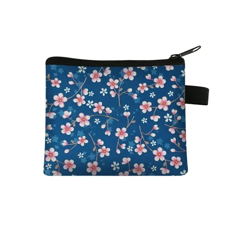 Small Cosmetic Bags Floral Plaid Print Sanitary Napkin Storage Bag Girl Women Coin Money Card Earphone Lipstick Holder Pouch
