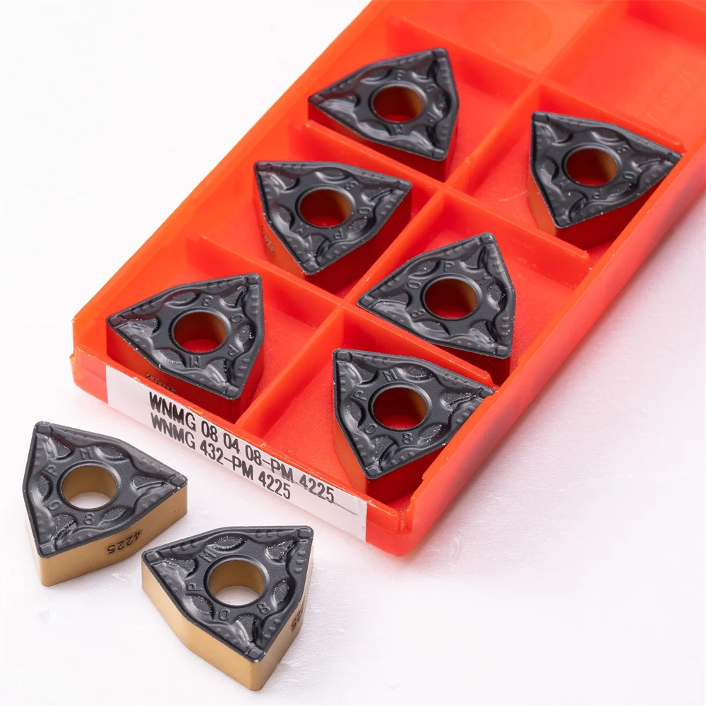 

10pcs Hard Alloy Blade WNMG080404-PM 4225 Carbide Insert WNMG080408 CNC Lathe Turning Boring Tool Blade Machining Steel Cut
