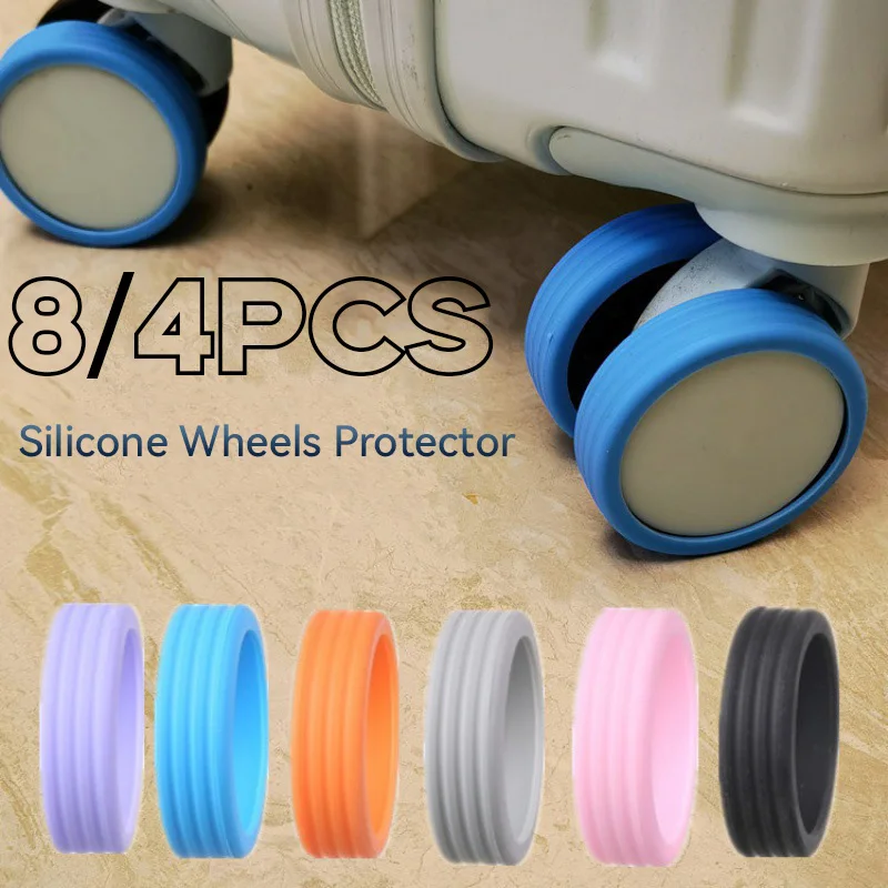 8Pcs Silicone Wheels Protector For Luggage Reduce Noise Travel Luggage Suitcase Wheels Cover Castor Sleeve Luggage Accessories