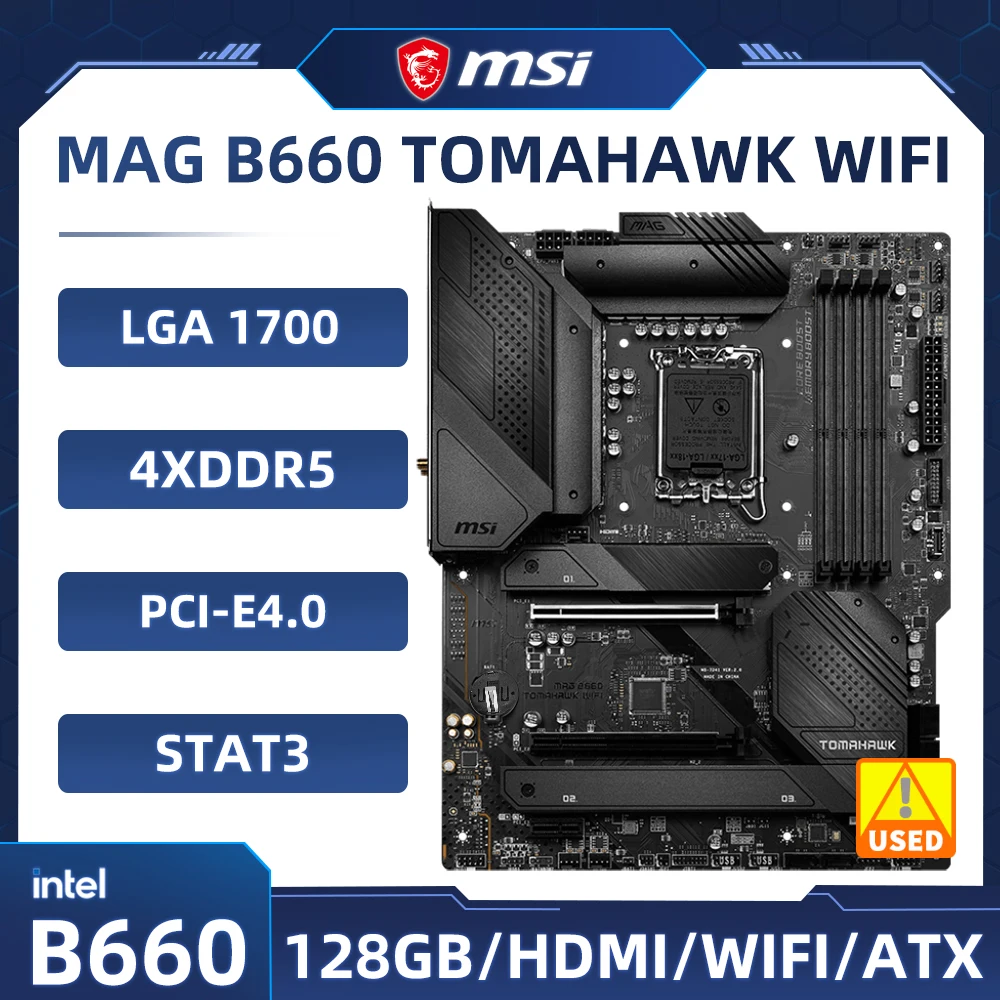 1700 Scheda Madre Msi Mag B660 Tomahawk Wifi Intel B660 Ddr5 128G Pcie 4.0 3Xm. 2 Usb3.2 Hdmi Atx Supporta Cpu Intel Core Di 12A Generazione