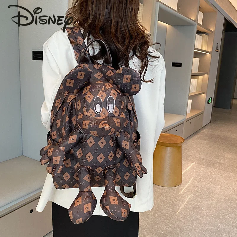 Disney Mickey 2024 New Book Bag Fashionable High Quality PU Women's Backpack Cartoon Versatile Large Capacity Men's Backpack