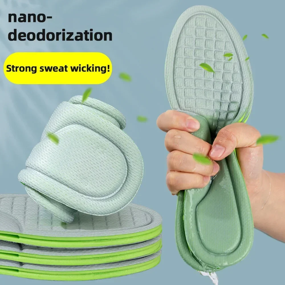 2/4pcs Unisex Nano Memory Foam Insoles Sweat-Absorbing Sports Running Shoes Inserts Soft Deodorant Orthopedic Pads_voghion.com