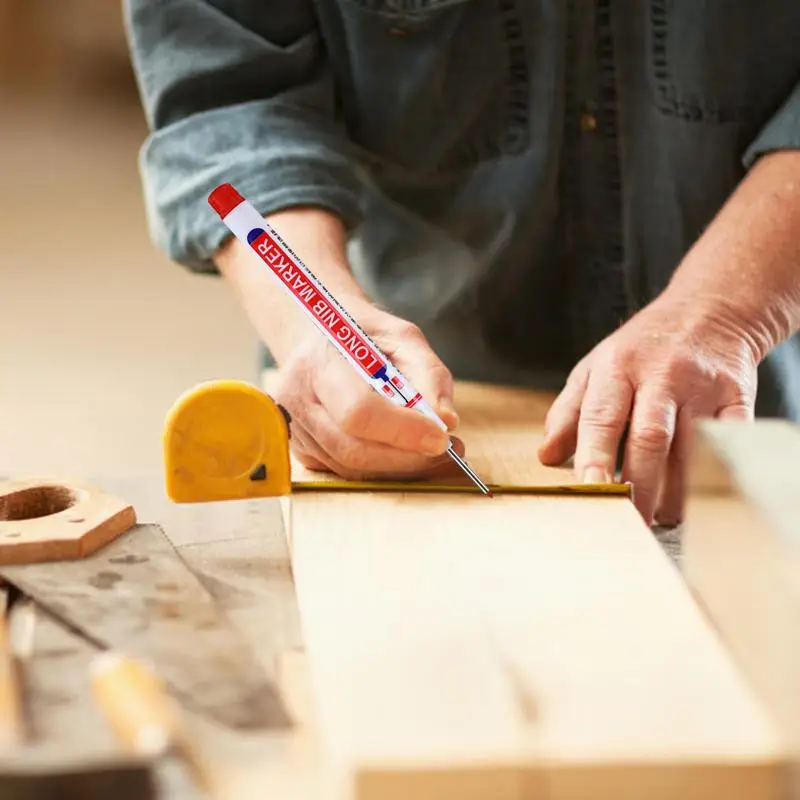 Pennarello a naso lungo 20mm foro profondo pennarelli a testa lunga pennarello a testa sottile impermeabile in legno per la decorazione della lavorazione del legno del bagno