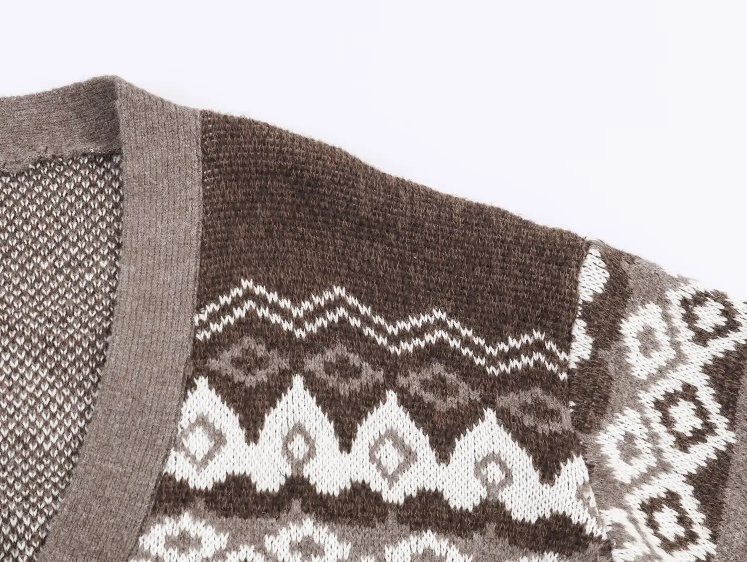 HH Frau Winter Mode Lange Ärmel V Kragen Einreiher Jacquard Gestrickte Mantel Weibliche Casual Street Style Sanfte Strickjacke – Detail 5