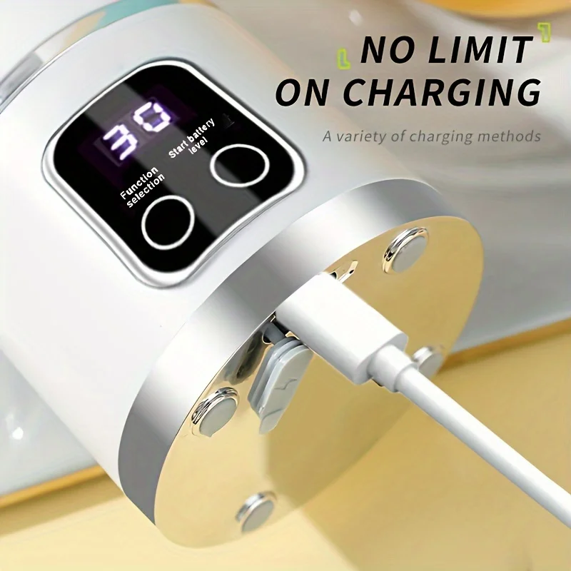 1500mah Portable Juicer with LED Digital Display USB Charging Outdoor Juicing Cup Home Multifunctional 12-Blade Blender 450ML fruit juicer hand immersion blender hand blender food blender dual cup juicer commercial blender