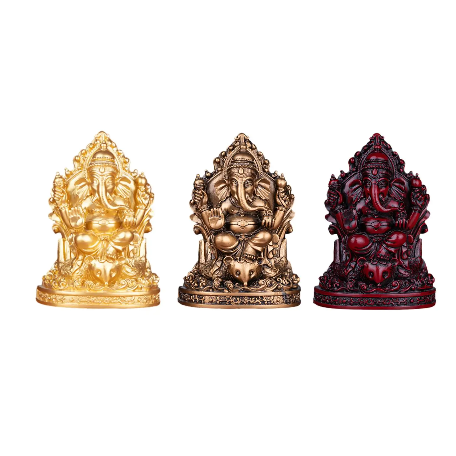 Ganesha 주님 앉아있는 조각상 조각 책상 장식, 실내 장식, 6.3 인치