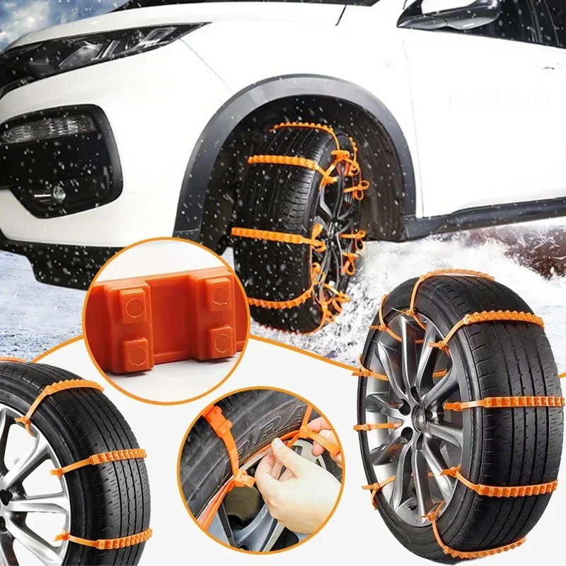 Tire Chains 10/20PCS Car Tire Chains Winter Snow Anti-Skid Tyre Cable Ties Auto Outdoor Snow Tire Anti Skid Chain Emergency Accessories