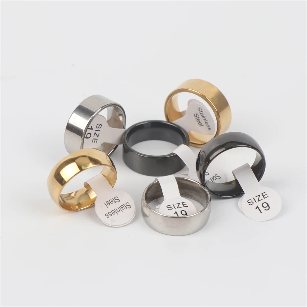 Großhandel Lose Bulk 50 stücke glatte Oberfläche Herren Edelstahl Schmuck Ringe für Frauen 4mm bis 8mm Mix-Stil – Detail 13