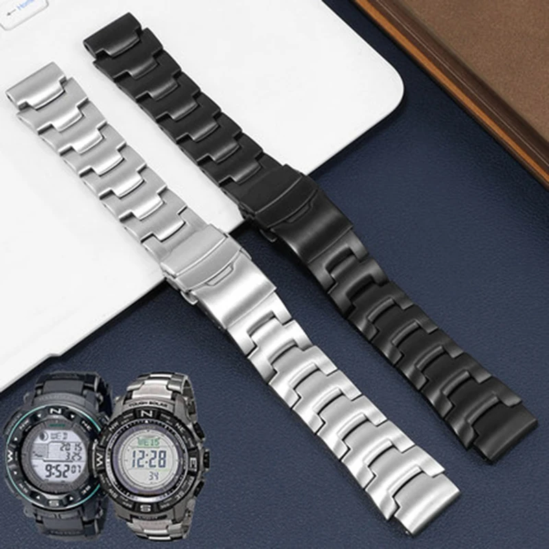 Cinturino In Acciaio In Plastica Solida Per Cinturino Di Ricambio In Metallo Casio Protrek Prg-260 Prg-270 Prg-550 Prw-3500/2500/5100