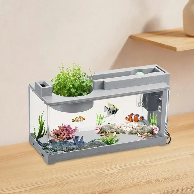 Small Aquarium Creative Imitation Stone Landscaping Fish Tank with Filter Silent Water Pump Home Aquarium Supplies Accessories fish aquarium