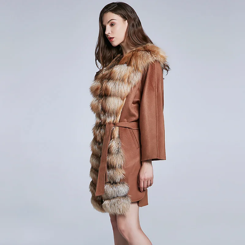 Fox Fur Grass Red Fox Long Vest Women's Coat Autumn and Winter Women's Long Fox Fur Warm Coat