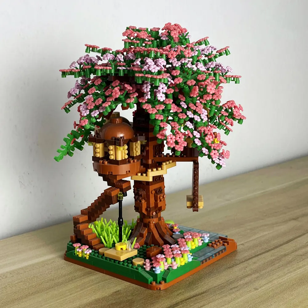 Mikroblcke Kirschblten-Bonsai-Baumhaus  2229 Teile, Modellbau Fr  Erwachsene