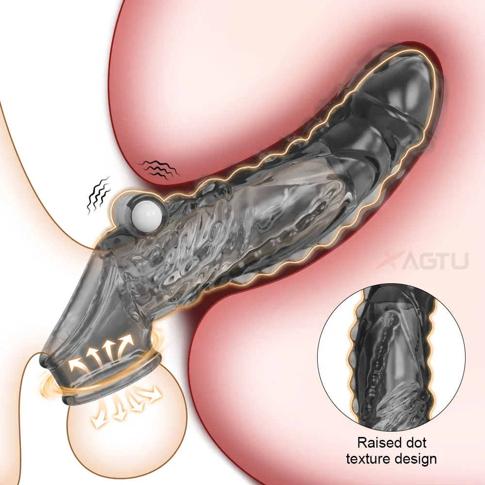 Penis hülle Hahn hülle mit Kugel vibrator wieder verwendbarer Penis ver längerer vibrierender Penis ver größerer Sexspielzeug für Erwachsene für Männer Paare 18 1