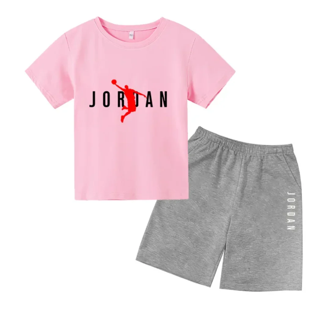 Basketball star Printing Children's T-shirt Tops + Shorts Fashion Leisure Clothing Toddler 3-12 Year Boys Girls Round neck Set Kids Sports Suit