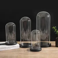 Dia 20cm Custom Decorative Clear Display Glass Cloche Bell Jar Dome With Black Wooden Base For Gifts 2