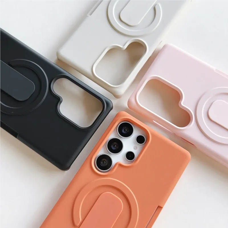 Soft Liquid Silicone Magnetic Case with Strap Holder and Card Slot - Shockproof Cover