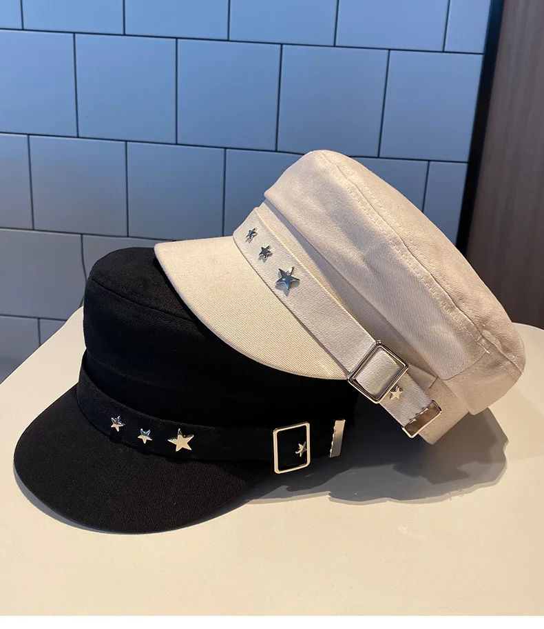 Women's Beret Hat Cotton Duck Tongue Caps Spring Autumn Winter Fashion British Retro New Navy Style Korean Newspaper Painter Hat_voghion.com