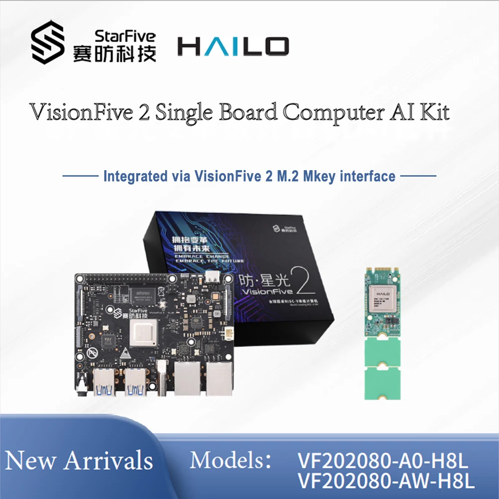 Visionfive2 Hailo 13TOPS AI Kit StarFive JH7110 Risc-V Single Board Computer 2x
