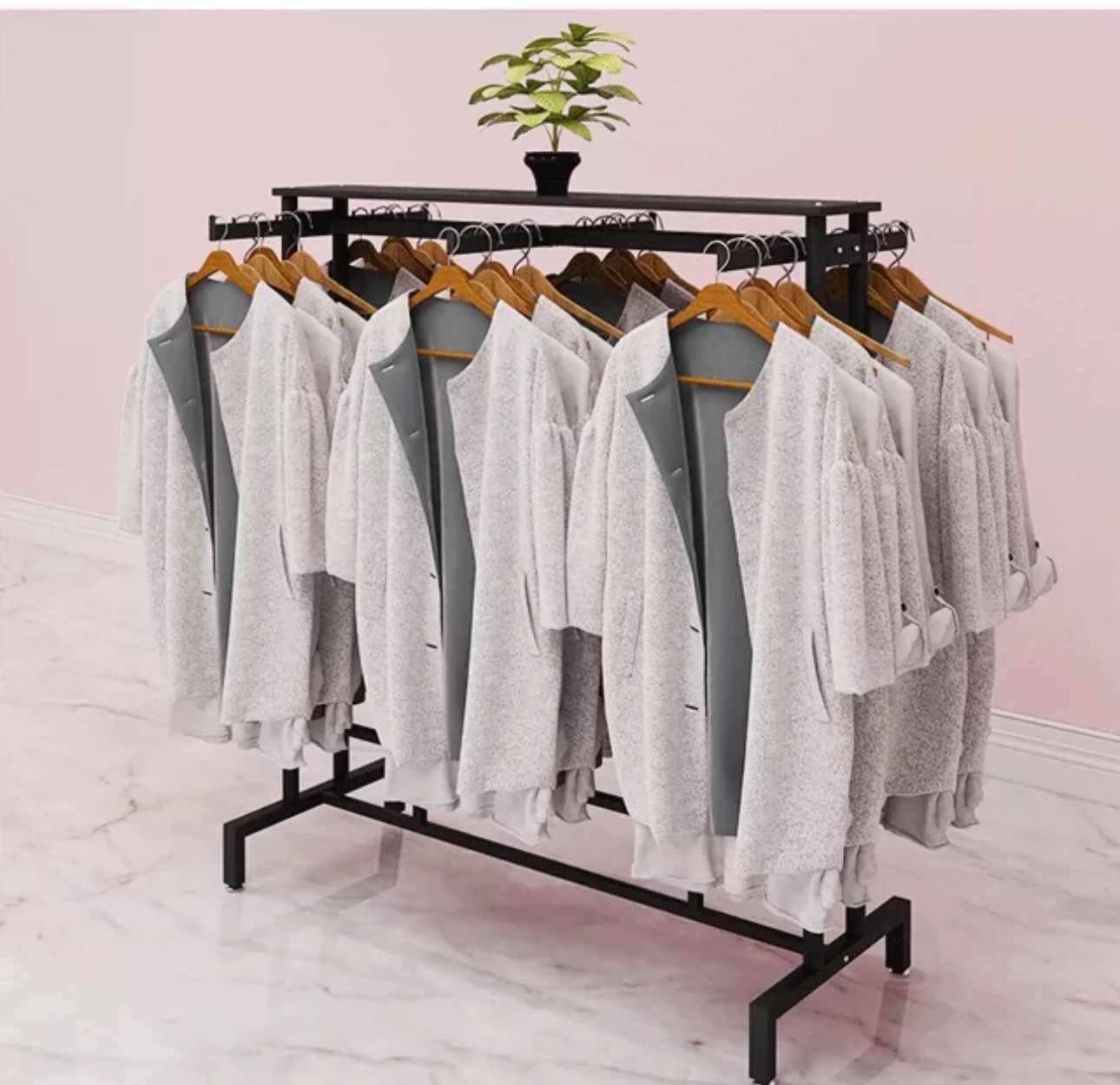 

Clothing store double-sided hanging clothes rack in the island shelf for children's wear