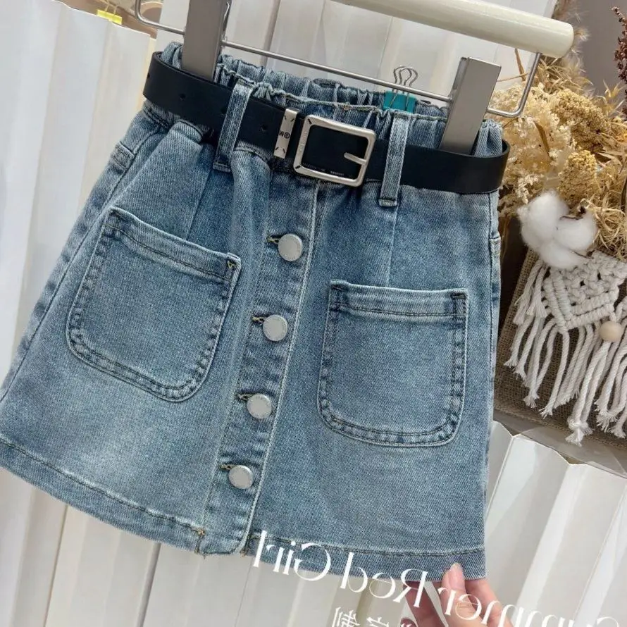 100-160cm Girls' summer short skirt new stylish and versatile Korean version children's denim shorts skirt