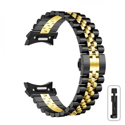 Sleek No - Gap Stainless Steel Watch Strap with Curved End and Quick Fit Design - Galaxy Watch 6 5 4 (Black gold)