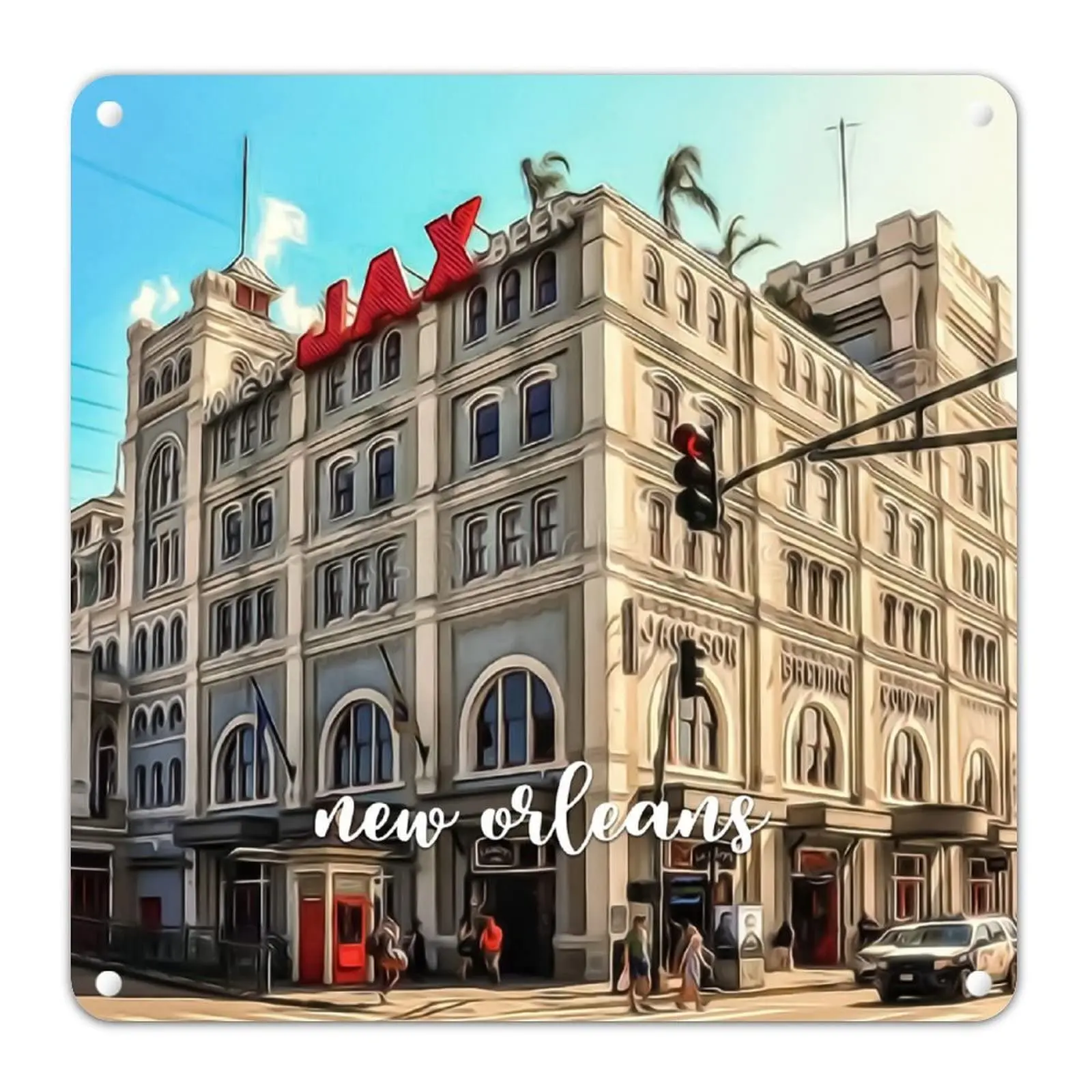 Городской пейзаж, сувенир, фотография, табличка на стену, США, город Новый Орлеан, фермерские знаки, американский город в штате Луизиана, мужчины Cav