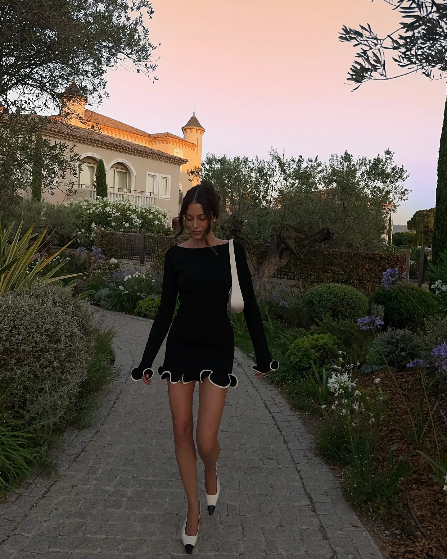 JULISSA MO Knitted Sexy Round Neck Ruffles Dress Women Black Long Sleeve Evening Dress Female Autumn Slim Elegant Party Clubwear