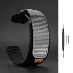 Deluxe Sports Nylon Loop Woven Watch Strap with Velcro Closure - 20mm (Gray)