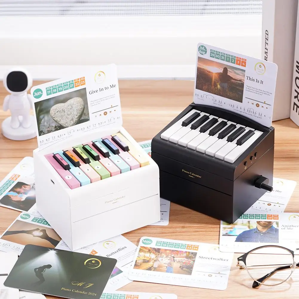 Desk Calendar Mini Piano Calendar Playable Desk Calendar Peripheral Birthday Gift with Piano Sheet Music