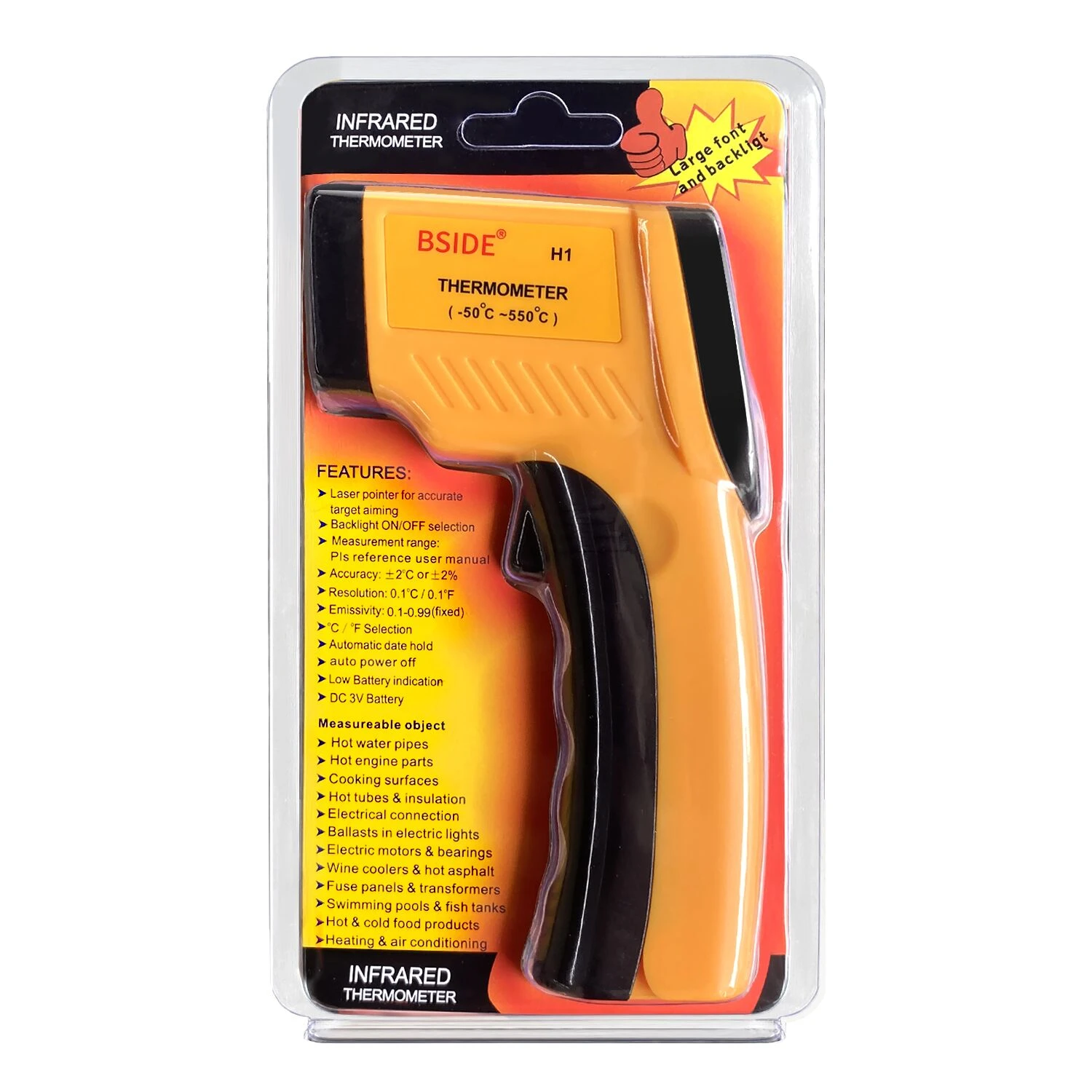 BSIDE H1 Digital Infrared Thermometer Non Contact Digital Laser