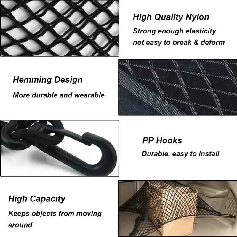 For Nissan Pathfinder R53 2022~2025 Car Trunk Network Mesh Luggage Fixed Hook Elastic Storage Cargo Net Organize Car Accessories Sf30790442979438d94c0a6495624bfd7Y