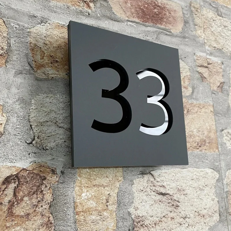 Exterior Floating House Numbers Sign Matte Black/White Mirror Gold Silver Outdoor House Plate with Screws 10/15/20cm Plaque