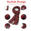 A cashmere plaid scarf with soft and warm texture, classic winter red and green plaid unisex scarf shawl 3